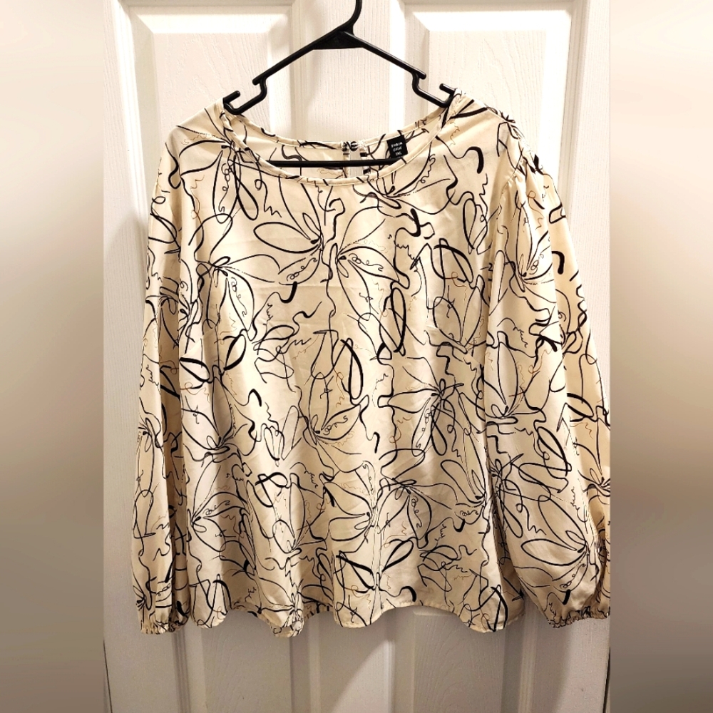 SHEIN Black and Brown Long Sleeve Blousein